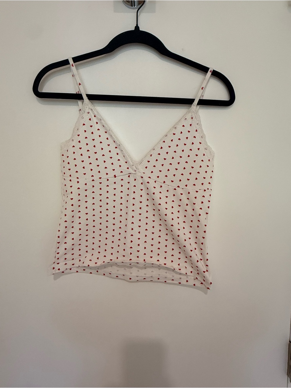 Brandy Melville White Camisole with Red Heart Print